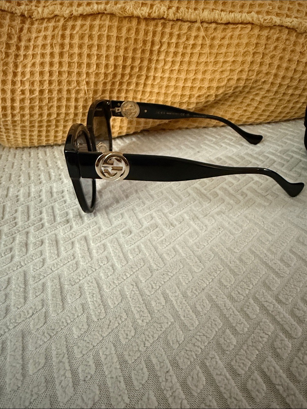 Gucci Black Sunglasses with Gold Double G Emblems - Picture 3 of 3